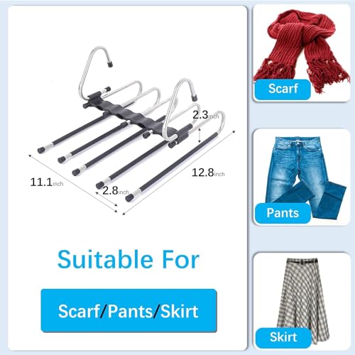 Image of HOME CUBE 1 Pc Stainless Steel Foldable Clothes Hanger for Wardrobe Garment Hangers Space Saving Multifunctional Magic Hanger for Pants Jeans Trousers Scarves Saree Hanger