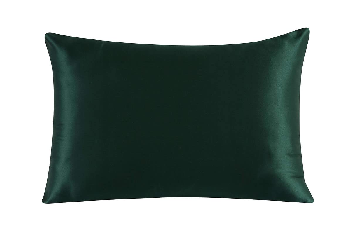 townssilk Both Side 100% 19mm Pure Mulberry Silk Pillowcase for Hair and Skin Health 50x70cm size Pillow Case Cushion Cover with Hidden Zipper 600 Thread Count Emerald - Image 2