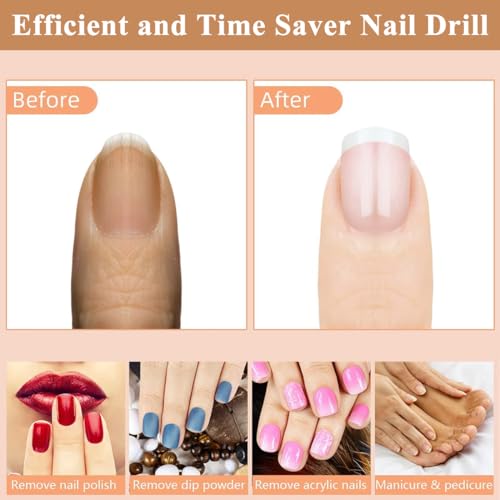 MAYCREATE® Electric Nail Drill File Professional Nail Drill Machine Kit Manicure Pedicure Tools Polishing Set with 6 Nail Drill Bits & Sanding Paper - Image 6