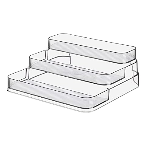 Zilphoba Acrylic Spice Rack, No Assembly Clear 3 Tier Condiment Bottle Shelf Vanity Organizer for Cabinet Kitchen Bathroom (1pcs) Cover