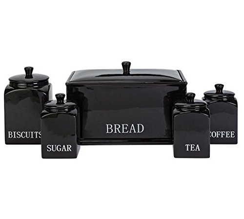 Image of Bistro 5 Piece Ceramic Kitchen Storage Set - Black.