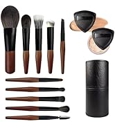 Travel Makeup Brush Set with Case, Mini Makeup Brushes Set for Powder, Foundation, Eyeshadow, Lip...