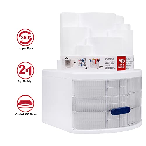 SINGER Sew-It-Goes Spin & Go Multipurpose Sewing Storage Container and Craft Organizer with Removable Drawers, Built-in Peg Board - Thumbnail 2