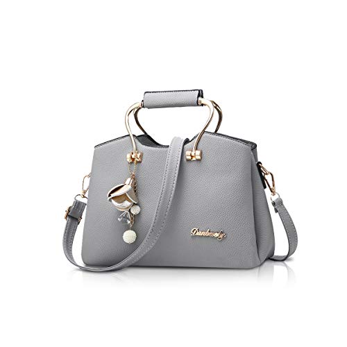 NICOLE&DORIS Femmes Sacs À Main Fourre-Tout Poignée Sacs À Bandoulière Sac Crossbody Sac en Cuir pour Dames avec Longue Sangle Gris Clair