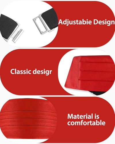 KGDUYC 1pcs Satin Kummerbund Herren Kummerbund Männer für Smoking Frack Anzug Hemd, Verstellbar Band, schärpe für tuxedo (Rot)