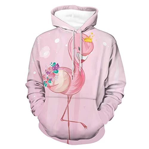 Sweat à capuche flamant rose imprimé 3D unisex pour homme et femme taille S