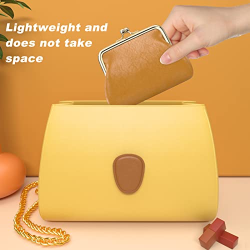 Image of Coin Purse, Small PU Leather Change Purse, Coin Wallet with Clasp, Car Change Holder Pouch for Woman Men Kids Girls, Brown