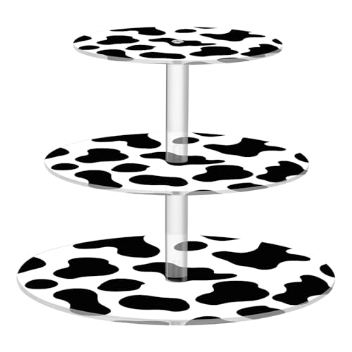 GuoChe Three-Layer Pallet Kitchen Transparent Acrylic Tray Spill-Proof Cow Black White