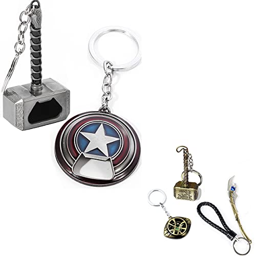 Sio & Tan Mjolnir Keychain Bottle Opener, Captain America Shield Keychain Bottle Opener, Thor Hammer Keychain Bottle Opener Loki Dr Strange Keychain Sio & Tan Mjolnir Keychain Bottle Opener, Captain America Shield Keychain Bottle Opener, Thor Hammer Keychain Bottle Opener Loki Dr Strange Keychain