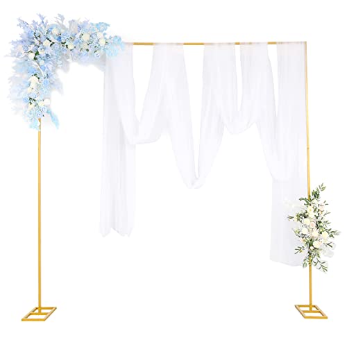 SuuWoee Wedding Arch Backdrop Stand,10x10Ft Adjustable Backdrop Stand Heavy, Gold Balloon Arch Stand,Backdrop Stand Kit for Ceremony Birthday Party Celebration Baby Shower Candy Tables Anniversary