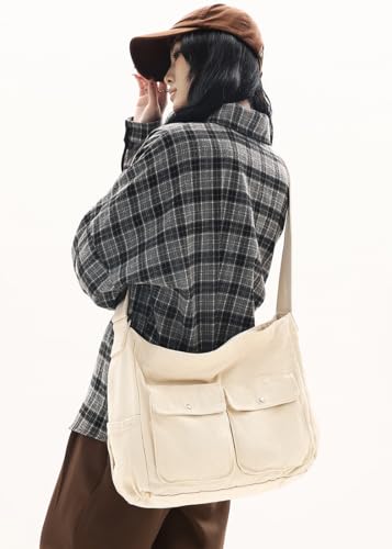 Image of Messenger Bag Hobo Crossbody Bags for Women Canvas Bag Crossbody Tote Bag Shoulder Bag