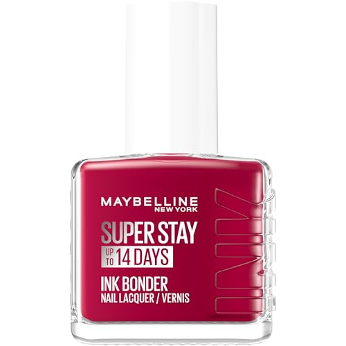 Maybelline New York Esmalte de uñas Super Stay Ink Bonder 501 Cherry Sin – Esmalte de uñas de larga duración para uñas fuertes y colores intensos, 12,3 ml