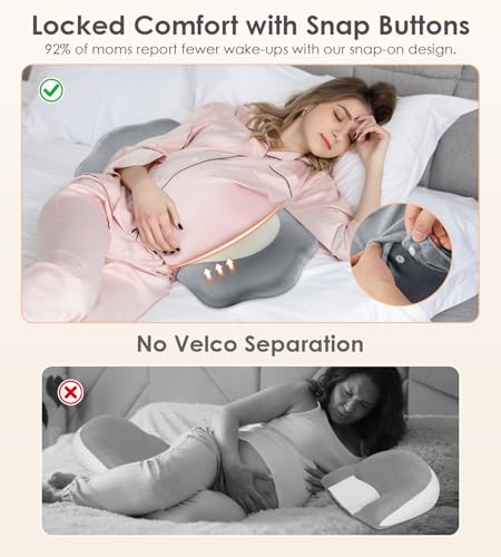 Image of Pregnancy Pillows for Sleeping, Memory Foam Maternity Pillow Support for Back Belly HIPS, Adjustable Travel Wedge Pillow for Pregnant Women, Side Sleeping Pregnant Pillows with Velvet Cover