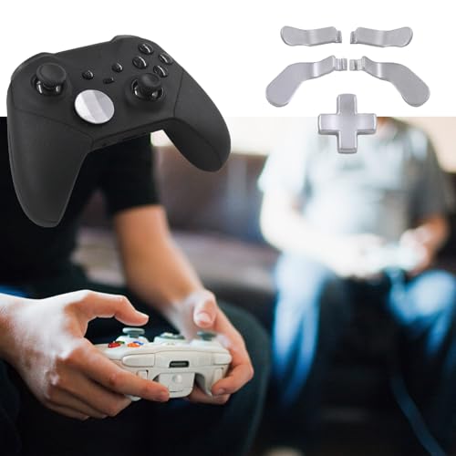 Image of 5 in 1 Elite Controller Paddles for Xbox One Elite Series 2 Controller Metal Paddles for Xbox Elite Series 2 Core Controller Paddles with D-Pad for Xbox One Elite 1 (Silver)
