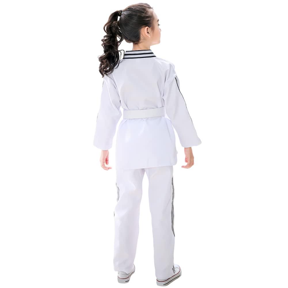 Kimono Karaté Enfant Garçon Confortable Professionnel Kimono Judo Fille Col en V Tenue de Taekwondo avec Ceinture