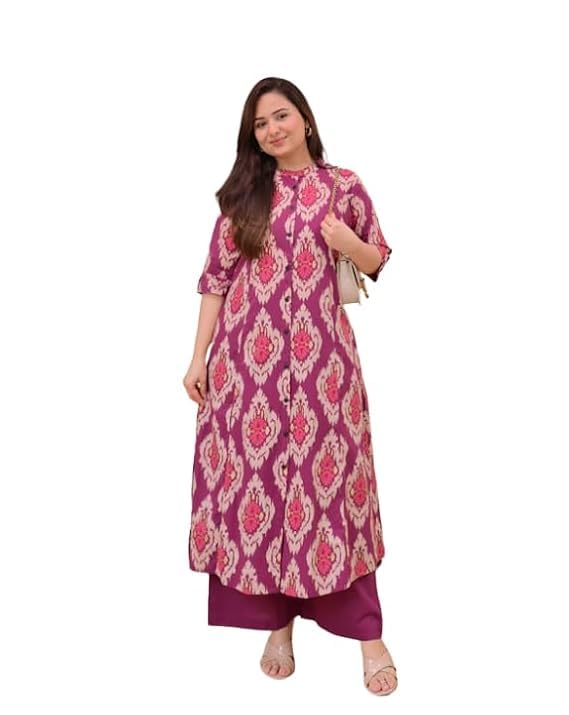 teena fashion Women’s Rayon Printed A-Line Kurta with Palazzo Set-picture-48