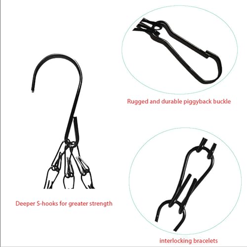 8 Pack 21.6(55cm) Inch Hanging Basket Chains 3 Point Black Metal Hanging Chains with Hooks for Plant Flower Pot Basket, Replacement Chain Hangers for Lantern, Bird Feeder, Planter, Indoor and Outdoor