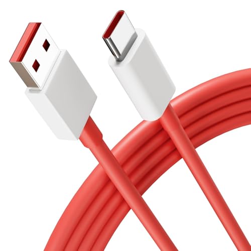 Image of [Original] 80W Warp Charger USB to Type-C Fast Charging Cable for One Plus 11, 11R, 10 Pro, 10T, 9R, 8T, 7T, Nord CE 3, CE 2 Lite - SuperVOOC /Dash, Red