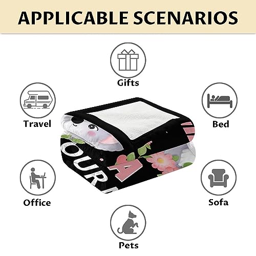 Personalized Koala Blanket Gifts with Name - 60"x80" Cute Throw for Women, Girls - Black Soft Fuzzy Blankets for Bed, Couch & Living Room