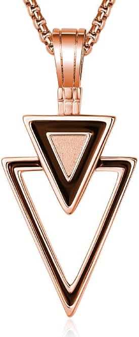 Necklace Men Hollow out double triangle Pendant,18K White Gold/14K Gold/Rose Gold Pendant Necklace Men Jewelry