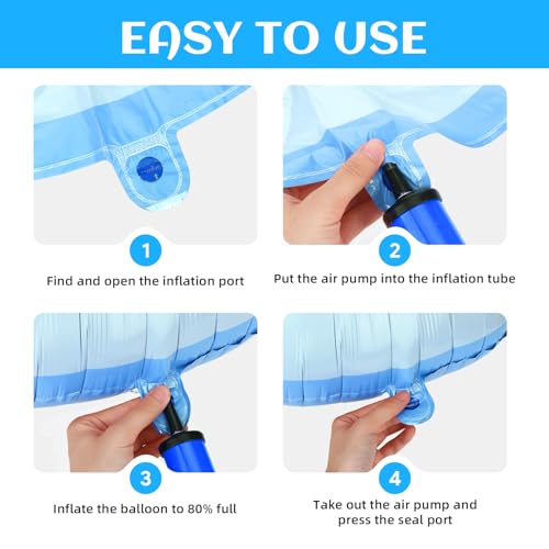 Image of 6 Pcs Axolotl Birthday Decorations, 26.8 inch Axolotl Balloon, Cute Inflatable Aluminum Foil Balloons, Summer Party Decorations, Beach Birthday Party Decorations, Axolotl Party Favors (Blue)