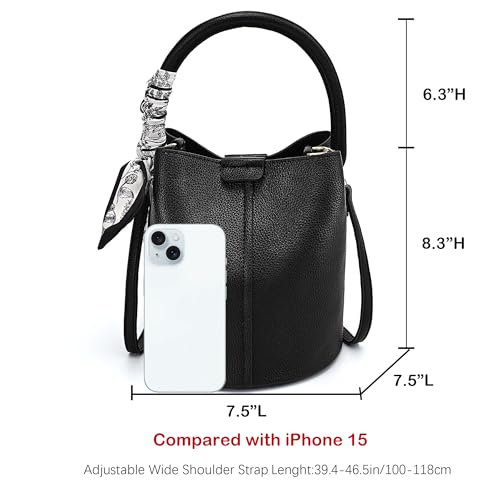 Bucket Bags for Women Small Vegan Leather Crossbody Bags Tote with Adjustable Strap Classic Everyday Handbag4