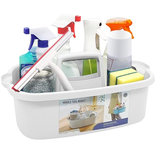 Reviews de Organizador para baño de plastico , tabla con los diez mejores. 43 Cesta Grande de Almacenamiento para Ducha, Organizador de Suministros de Limpieza Con Asa, Cesta de Almacenamiento de Plástico, Organizador Portátil para Herramientas de Baño,...