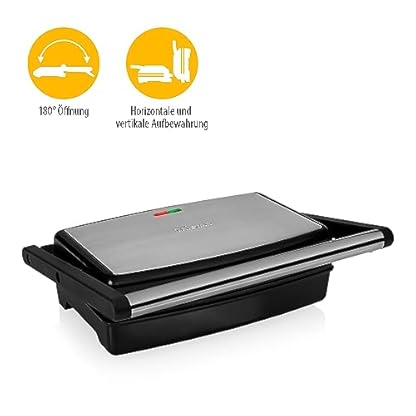 Tristar Kontaktgrill GR-2859 – Grillfläche 27,5 x 18 cm – 1500 Watt – bis 180° aufklappbar, Silber/Schwarz – Bild 4
