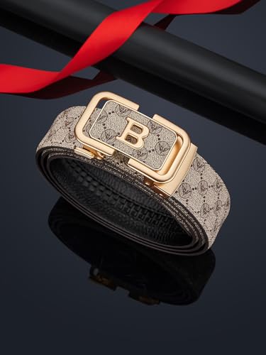 VANVANNANBA Men Designer Belts, Fashion Leather Ratchet Belts with Autoamtic Buckle for Casual Business4