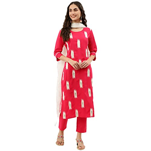 Image of NAINVISH Crepe Kurti Pant & Dupatta | Kurta Set for Women | Women Kurta Pant Dupatta Set | Kurta Pant with Dupatta Set | Printed Kurta Pant Dupatta Set
