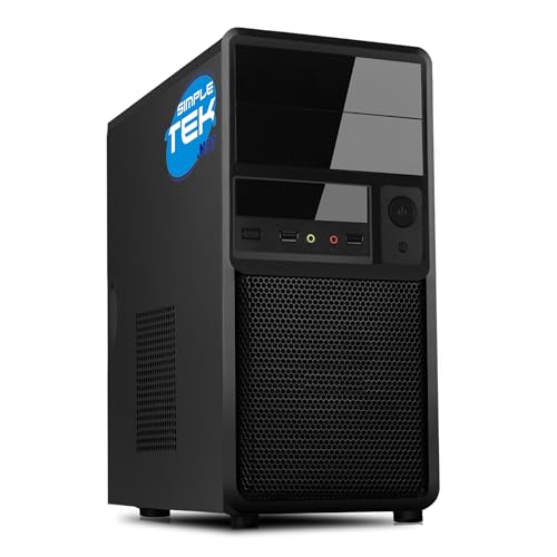 SIMPLETEK - Boîtier PC de bureau Micro-tour compatible Micro-ATX/Mini-ITX avec alimentation 500W, USB-A 2.0/3.0 - HD Audio avant