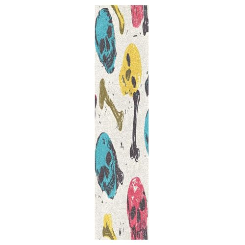 CEBUGI Colorful Skulls Skateboard Grip Tape 44x10in Waterproof Tear-Proof Longboard Grip Tape Bubble Free Non-Slip Scooter Grip Tape for Girls Boys
