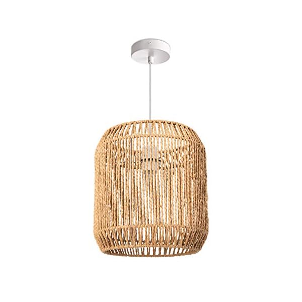 Paco Home Hängelampe Pendellampe E27 Rattan Optik Boho Korb Wohnzimmer Esszimmer Flur Pendelleuchte 2,5m Textilkabel…