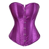 Kranchungel Women's Bustier Corset Sexy Satin Brocade Overbust Waist Cincher Shapewear Top Small Purple
