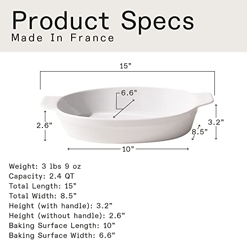 Made In Cookware - Oval Baking Dish - White - Hand Crafted Porcelain - Professional Bakeware - Made In France #TOP4