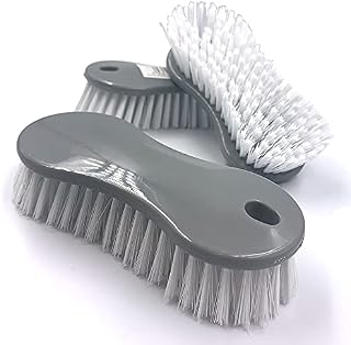 Pack of 3 Scrubbing Brush  Plastic Scrubbing Brushes for Cleaning, Easy Grip Stiff Bristle Brush to Clean and Scrub Floors, Carpets, Kitchen, and Bathroom