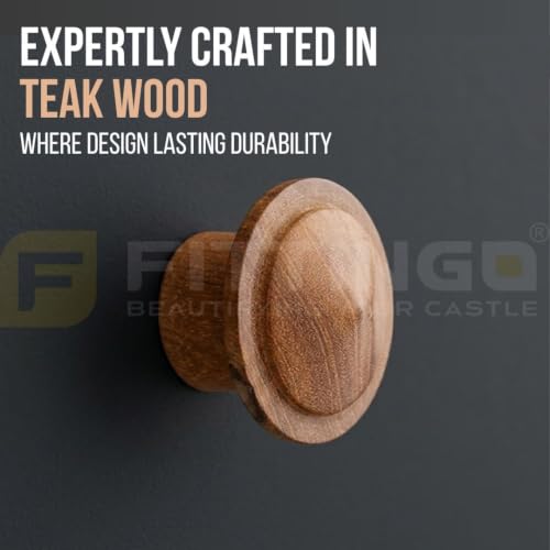 Image of Solid Teak Wood Cabinet Knobs for Kitchen Cabinets, Drawers & Dressers | Size: 2 Inch | Modern Natural Wood Finish - Pack of 2-| 3 Years Warranty |