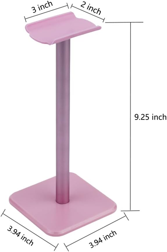 Aluminum Metal Headphone Stand Holder Hanger with Aluminum Supporting Bar Flexible Headrest ABS Solid Base for All Headphones, Pink - Image 2