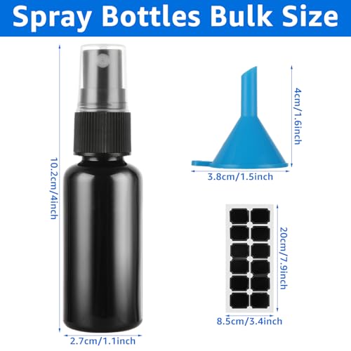 60 Pcs Small Spray Bottle Bulk, 30ML 1Oz Black Empty Spray Bottles Plastic Fine Mist Spray Bottles with Cap & Funnel, Small Refillable Sprayer Liquid Containers for Perfume, Cleaning, Essential Oil2