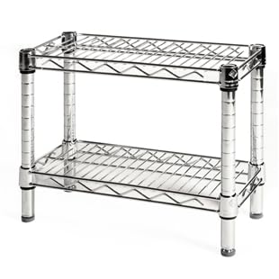 Shelving Inc. 12" d x 18" w Chrome Wire Shelving with 2 Tier Shelves, Weight Capacity 800lbs Per Shelf