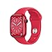 Produktbild Apple Watch Series 8 (GPS, 45mm) Smartwatch - Aluminiumgehäuse PRODUCT(RED), Sportarmband PRODUCT(RED) - Regular. Fitnesstracker, Blutsauerstoffund EKGApps, Always-On Retina Display, Wasserschutz