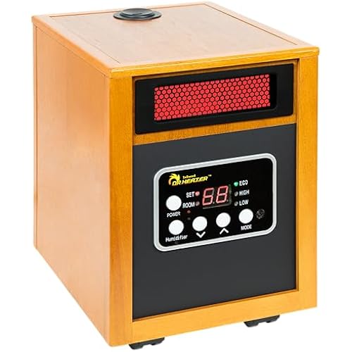 Dr. Infrared Heater DR-968H Indoor Portable Space Heater with Humidifier, 1500-Watt, Cherry