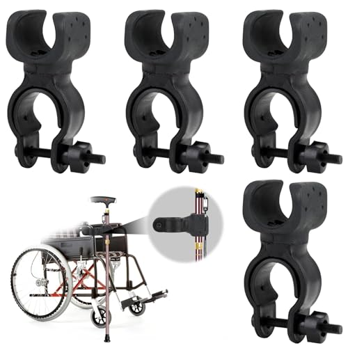 BIVOFU 4 Piezas Soporte Para BastóN Para Silla de Ruedas, Soporte de BastóN Para Andador, Muletas Rodantes - Accesorios Universales Para Personas Con Movilidad Reducida