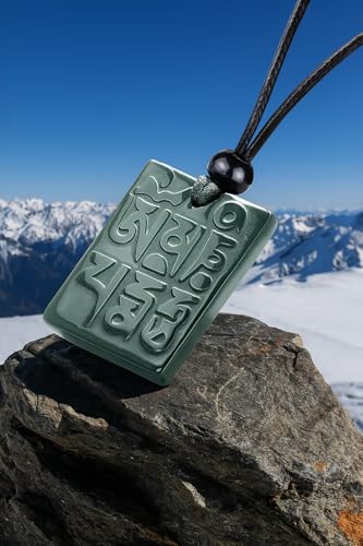 Magic Human Tibetan Mantra Necklace - Om Mani Padme Hum Amulet for Protection & Meditation - Hand-Carved Spiritual Jewelry Gift for Men & Women - Adjustable 28" Chain3