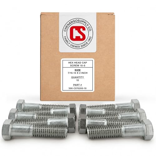 Image of Stainless 7 /16-14 x 2 inch Hex Head Bolts (3 /4 inch to 5 inch Lengths Available in Listing), 304 Stainless Steel, 10 Pieces (7 /16-14 x 2 inch)