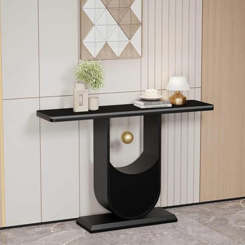 ZXDTVFGN Mesa Consola Moderna Blanca para Entrada - Mesa Auxiliar Estrecha de 100 CM con Base Metálica para Sala de Estar, Pasillo o Recibidor - Elegante Auxiliar para la Decoración del Hogar