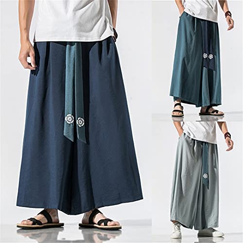 Japanese Traditional Samurai Style Kimono Loose Casual Wide Leg Pants For Men Color1 3xl2
