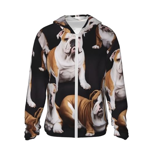 Sweat à capuche protection solaire Noir XXXL imprimé bouledogue anglais pour femme et homme