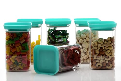 Image of Kitchen Storage Container, Multipurpose Plastic Storage Box and Organiser, Leak-Proof Kitchen Accessories Items for Home with Airtight Unbreakable Push Lid (6 PCS, 1100 ML)
