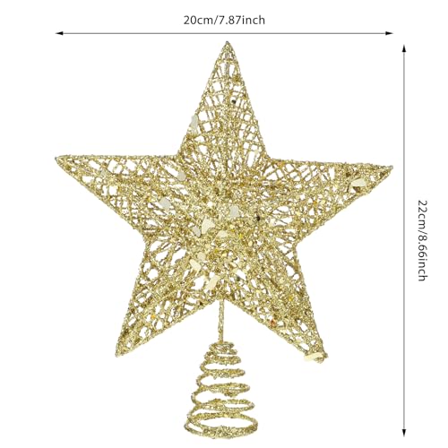 COMNICO Christmas Tree Topper Glittering Gold Hollow Small Star Mini Christmas Tree Decoration 5 Point Star Xmas Treetop Ornaments (20cm/7.9inches) - Image 2